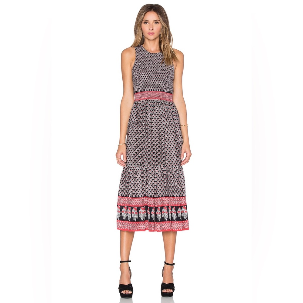Ulla Johnson Oona Red Silk Dress Women 2 Boho‎ Cottagecore Floral Midi